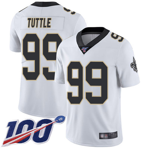 Men New Orleans Saints Limited White Men Shy Tuttle Road Jersey NFL Football 99 100th Season Vapor Untouchable Jersey